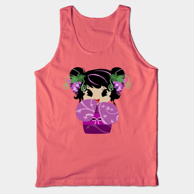 Purple Grapes Kokeshi Doll Tank Top by saradaboru